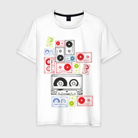 Мужская футболка хлопок с принтом Кассеты в Новосибирске, 100% хлопок | прямой крой, круглый вырез горловины, длина до линии бедер, слегка спущенное плечо. | аудиокассеты | кассеты | музыка | прикольные