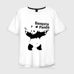 Мужская футболка хлопок Oversize с принтом Gangsta Panda в Новосибирске, 100% хлопок | свободный крой, круглый ворот, “спинка” длиннее передней части | Тематика изображения на принте: панда
