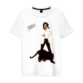 Мужская футболка хлопок с принтом Michael Jackson (2) в Новосибирске, 100% хлопок | прямой крой, круглый вырез горловины, длина до линии бедер, слегка спущенное плечо. | jackson | michael | mj | pop | джексон | майкл | майкл джексон | поп