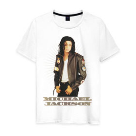 Мужская футболка хлопок с принтом Michael Jackson (4) в Новосибирске, 100% хлопок | прямой крой, круглый вырез горловины, длина до линии бедер, слегка спущенное плечо. | jackson | michael | mj | pop | джексон | майкл | майкл джексон | поп