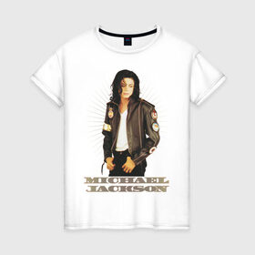 Женская футболка хлопок с принтом Michael Jackson (4) в Новосибирске, 100% хлопок | прямой крой, круглый вырез горловины, длина до линии бедер, слегка спущенное плечо | jackson | michael | mj | pop | джексон | майкл | майкл джексон | поп