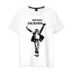 Мужская футболка хлопок с принтом Michael Jackson (3) в Новосибирске, 100% хлопок | прямой крой, круглый вырез горловины, длина до линии бедер, слегка спущенное плечо. | 