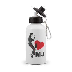 Бутылка спортивная с принтом I love Michael Jackson (1) в Новосибирске, металл | емкость — 500 мл, в комплекте две пластиковые крышки и карабин для крепления | Тематика изображения на принте: jackson | michael | mj | pop | джексон | майкл | майкл джексон | поп