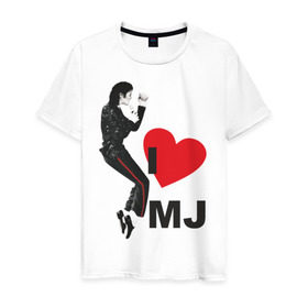 Мужская футболка хлопок с принтом I love Michael Jackson (1) в Новосибирске, 100% хлопок | прямой крой, круглый вырез горловины, длина до линии бедер, слегка спущенное плечо. | jackson | michael | mj | pop | джексон | майкл | майкл джексон | поп