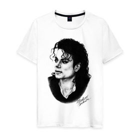Мужская футболка хлопок с принтом Michael Jackson (6) в Новосибирске, 100% хлопок | прямой крой, круглый вырез горловины, длина до линии бедер, слегка спущенное плечо. | jackson | michael | pop | джексон | майкл | майкл джексон | поп