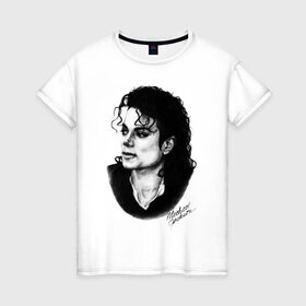 Женская футболка хлопок с принтом Michael Jackson (6) в Новосибирске, 100% хлопок | прямой крой, круглый вырез горловины, длина до линии бедер, слегка спущенное плечо | jackson | michael | pop | джексон | майкл | майкл джексон | поп