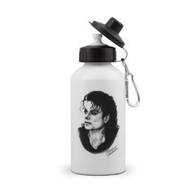 Бутылка спортивная с принтом Michael Jackson в Новосибирске, металл | емкость — 500 мл, в комплекте две пластиковые крышки и карабин для крепления | jackson | michael | mj | pop | джексон | майкл | майкл джексон | поп