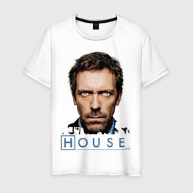 Мужская футболка хлопок с принтом House в Новосибирске, 100% хлопок | прямой крой, круглый вырез горловины, длина до линии бедер, слегка спущенное плечо. | everybody lies | haus | house | все лгут | доктор | хауз | хаус | хью лори