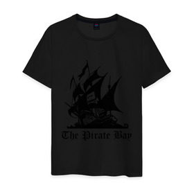 Мужская футболка хлопок с принтом The Pirate Bay в Новосибирске, 100% хлопок | прямой крой, круглый вырез горловины, длина до линии бедер, слегка спущенное плечо. | the pirate bay | torrent | пиратская бухта | торрент