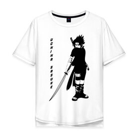 Мужская футболка хлопок Oversize с принтом Uchiha Sasuke в Новосибирске, 100% хлопок | свободный крой, круглый ворот, “спинка” длиннее передней части | Тематика изображения на принте: anime | sasuke | аниме