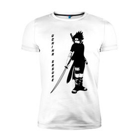 Мужская футболка премиум с принтом Uchiha Sasuke в Новосибирске, 92% хлопок, 8% лайкра | приталенный силуэт, круглый вырез ворота, длина до линии бедра, короткий рукав | anime | sasuke | аниме