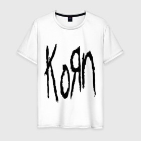 Мужская футболка хлопок с принтом Korn в Новосибирске, 100% хлопок | прямой крой, круглый вырез горловины, длина до линии бедер, слегка спущенное плечо. | korn | metal | rock | корн | логотип | метал | музыка | рок | рок группа | рок группы