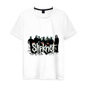 Мужская футболка хлопок с принтом Slipknot (3) в Новосибирске, 100% хлопок | прямой крой, круглый вырез горловины, длина до линии бедер, слегка спущенное плечо. | heavy metal | rock | slipknot | trash metal | альтернатива | лица | рок группа | рок группы | трэш метал | хеви метал