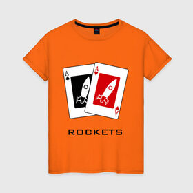 Женская футболка хлопок с принтом AA Rockets в Новосибирске, 100% хлопок | прямой крой, круглый вырез горловины, длина до линии бедер, слегка спущенное плечо | ace | poker | rocket | rockets | карты | покер | ракеты | туз | тузы