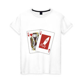 Женская футболка хлопок с принтом Туз Король в Новосибирске, 100% хлопок | прямой крой, круглый вырез горловины, длина до линии бедер, слегка спущенное плечо | poker | карты | колода | король | покер | туз