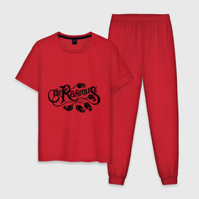 Мужская пижама хлопок с принтом The Rasmus в Новосибирске, 100% хлопок | брюки и футболка прямого кроя, без карманов, на брюках мягкая резинка на поясе и по низу штанин
 | metall | punk | rasmus | rock | метал | металл | панк | панк рок | рок