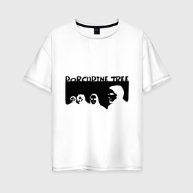 Женская футболка хлопок Oversize с принтом Porcupine Tree в Новосибирске, 100% хлопок | свободный крой, круглый ворот, спущенный рукав, длина до линии бедер
 | metal | porcupine tree | rock | логотип | метал | музыка | рок | рок группа | рок группы