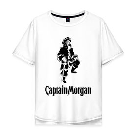 Мужская футболка хлопок Oversize с принтом Capitan Morgan в Новосибирске, 100% хлопок | свободный крой, круглый ворот, “спинка” длиннее передней части | capitan morgan | бар | бармен | капитан морган