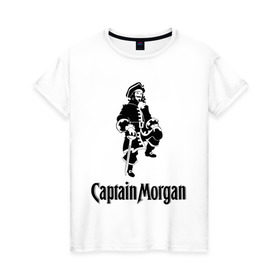 Женская футболка хлопок с принтом Capitan Morgan в Новосибирске, 100% хлопок | прямой крой, круглый вырез горловины, длина до линии бедер, слегка спущенное плечо | capitan morgan | бар | бармен | капитан морган