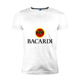 Мужская футболка премиум с принтом Bacardi в Новосибирске, 92% хлопок, 8% лайкра | приталенный силуэт, круглый вырез ворота, длина до линии бедра, короткий рукав | Тематика изображения на принте: bacardi | бакарди | бар | бармен | ром