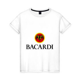 Женская футболка хлопок с принтом Bacardi в Новосибирске, 100% хлопок | прямой крой, круглый вырез горловины, длина до линии бедер, слегка спущенное плечо | bacardi | бакарди | бар | бармен | ром