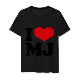 Мужская футболка хлопок с принтом I LOVE MJ в Новосибирске, 100% хлопок | прямой крой, круглый вырез горловины, длина до линии бедер, слегка спущенное плечо. | i love | michael jackson | mj | майкл джексон | сердце | я люблю