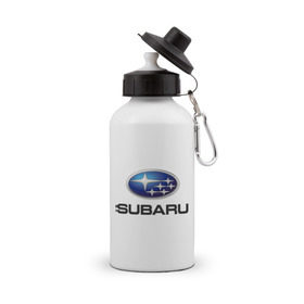 Бутылка спортивная с принтом Subaru в Новосибирске, металл | емкость — 500 мл, в комплекте две пластиковые крышки и карабин для крепления | subaru | авто | бренд | логотип | машина | субара | субару