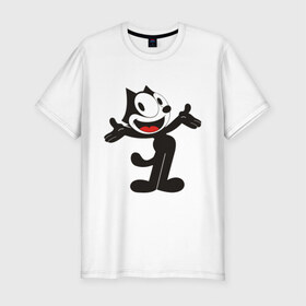 Мужская футболка премиум с принтом Кот феликс в Новосибирске, 92% хлопок, 8% лайкра | приталенный силуэт, круглый вырез ворота, длина до линии бедра, короткий рукав | felix | felix cat | кот феликс | феликс