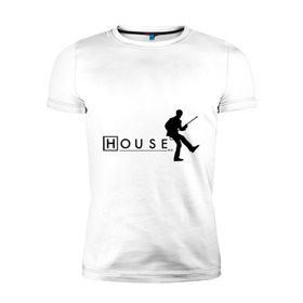 Мужская футболка премиум с принтом Хаус (10) в Новосибирске, 92% хлопок, 8% лайкра | приталенный силуэт, круглый вырез ворота, длина до линии бедра, короткий рукав | everybody lies | haus | house | все лгут | доктор | хауз | хаус | хью лори
