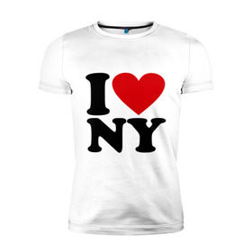 Мужская футболка премиум с принтом I love NY в Новосибирске, 92% хлопок, 8% лайкра | приталенный силуэт, круглый вырез ворота, длина до линии бедра, короткий рукав | new york | нью йорк