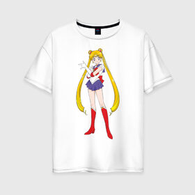 Женская футболка хлопок Oversize с принтом Sailor Moon в Новосибирске, 100% хлопок | свободный крой, круглый ворот, спущенный рукав, длина до линии бедер
 | аниме
