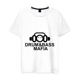 Мужская футболка хлопок с принтом Drum n Bass Mafia в Новосибирске, 100% хлопок | прямой крой, круглый вырез горловины, длина до линии бедер, слегка спущенное плечо. | dnb | drum | mafia | бас | драм | мафия | музыка | электронная музыка