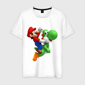 Мужская футболка хлопок с принтом Mario в Новосибирске, 100% хлопок | прямой крой, круглый вырез горловины, длина до линии бедер, слегка спущенное плечо. | mario | nintendo | videogames | аркада | видеоигры | нинтендо | приставки