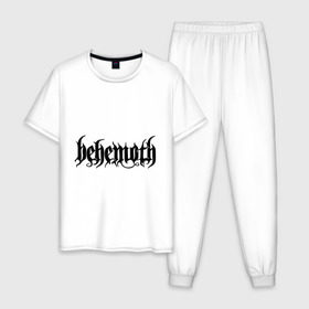 Мужская пижама хлопок с принтом Behemoth в Новосибирске, 100% хлопок | брюки и футболка прямого кроя, без карманов, на брюках мягкая резинка на поясе и по низу штанин
 | Тематика изображения на принте: behemoth | metal | группы | логотипы | метал | польша | рок