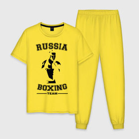 Мужская пижама хлопок с принтом Бокс в Новосибирске, 100% хлопок | брюки и футболка прямого кроя, без карманов, на брюках мягкая резинка на поясе и по низу штанин
 | кикбоксинг