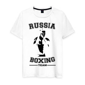 Мужская футболка хлопок с принтом Бокс в Новосибирске, 100% хлопок | прямой крой, круглый вырез горловины, длина до линии бедер, слегка спущенное плечо. | кикбоксинг