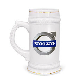 Кружка пивная с принтом Volvo в Новосибирске,  керамика (Материал выдерживает высокую температуру, стоит избегать резкого перепада температур) |  объем 630 мл | volvo | авто | бренд | вольво | логотип | машина