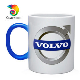 Кружка хамелеон с принтом Volvo в Новосибирске, керамика | меняет цвет при нагревании, емкость 330 мл | Тематика изображения на принте: volvo | авто | бренд | вольво | логотип | машина