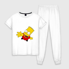 Женская пижама хлопок с принтом Simpsons (8) в Новосибирске, 100% хлопок | брюки и футболка прямого кроя, без карманов, на брюках мягкая резинка на поясе и по низу штанин | гомер