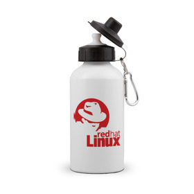 Бутылка спортивная с принтом Linux - Redhart в Новосибирске, металл | емкость — 500 мл, в комплекте две пластиковые крышки и карабин для крепления | Тематика изображения на принте: linux | redhart | админу | дистрибутив | красная шляпа | линукс