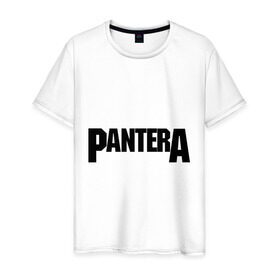 Мужская футболка хлопок с принтом Pantera в Новосибирске, 100% хлопок | прямой крой, круглый вырез горловины, длина до линии бедер, слегка спущенное плечо. | Тематика изображения на принте: metal | глэм | грув | группы | логотип | метал | трэш | хэви