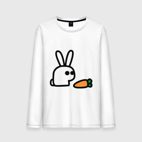 Мужской лонгслив хлопок с принтом Заяц и моркоФка в Новосибирске, 100% хлопок |  | животные | зайка | зайчишка | зайчонок | заяц | кролик | морковка
