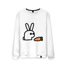 Мужской свитшот хлопок с принтом Заяц и моркоФка в Новосибирске, 100% хлопок |  | животные | зайка | зайчишка | зайчонок | заяц | кролик | морковка