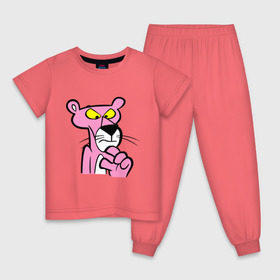 Детская пижама хлопок с принтом Розовая пантера (3) в Новосибирске, 100% хлопок |  брюки и футболка прямого кроя, без карманов, на брюках мягкая резинка на поясе и по низу штанин
 | Тематика изображения на принте: pink panther | розовая пантера