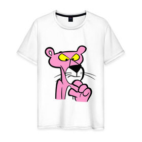 Мужская футболка хлопок с принтом Розовая пантера (3) в Новосибирске, 100% хлопок | прямой крой, круглый вырез горловины, длина до линии бедер, слегка спущенное плечо. | Тематика изображения на принте: pink panther | розовая пантера