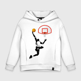 Детское худи Oversize хлопок с принтом Баскетбол в Новосибирске, френч-терри — 70% хлопок, 30% полиэстер. Мягкий теплый начес внутри —100% хлопок | боковые карманы, эластичные манжеты и нижняя кромка, капюшон на магнитной кнопке | basket | basketball | баскетболист | баскетбольное кольцо | бросок