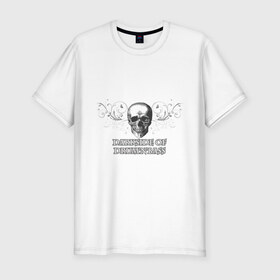 Мужская футболка премиум с принтом DarkSide в Новосибирске, 92% хлопок, 8% лайкра | приталенный силуэт, круглый вырез ворота, длина до линии бедра, короткий рукав | dark side | dnb | даксайд | драм н бас | темная сторона | череп