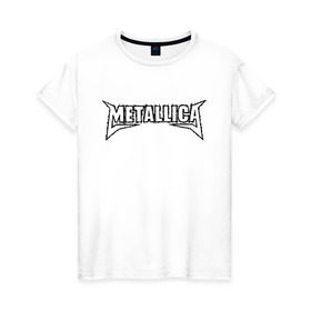 Женская футболка хлопок с принтом Metallica (2) в Новосибирске, 100% хлопок | прямой крой, круглый вырез горловины, длина до линии бедер, слегка спущенное плечо | металлика