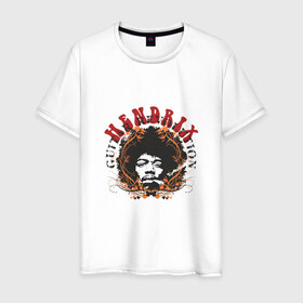 Мужская футболка хлопок с принтом Hendrix в Новосибирске, 100% хлопок | прямой крой, круглый вырез горловины, длина до линии бедер, слегка спущенное плечо. | 