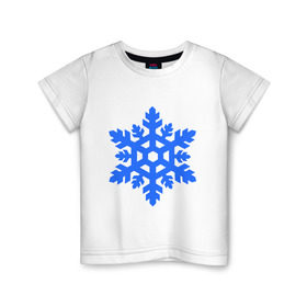 Детская футболка хлопок с принтом Cнежинка в Новосибирске, 100% хлопок | круглый вырез горловины, полуприлегающий силуэт, длина до линии бедер | new year | для зимы | нг | новогодний | новый год | снег | снежинка